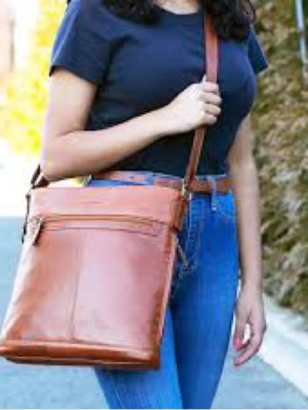 Jack Georges Voyager Honey Brown Buffalo Leather Cross Body Bag Travel Purse